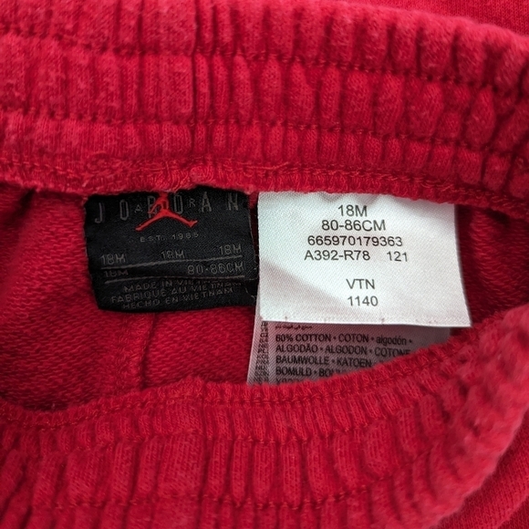 NIKE Air Jordan red and black cotton jogger sweatpants baby boy 18 months - Picture 4 of 5